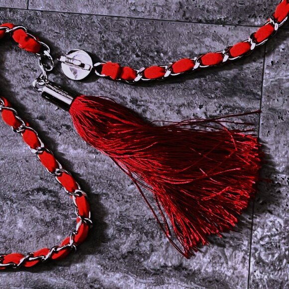 Vintage EMILIO PUCCI Fabric and Chain Link Tassel Belt OSFM - Picture 7 of 11